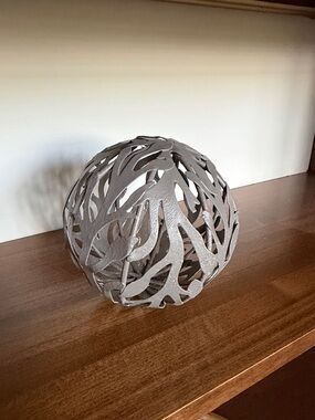 Decorative Metal Sphere Sculpture - Gray Home Art Accent